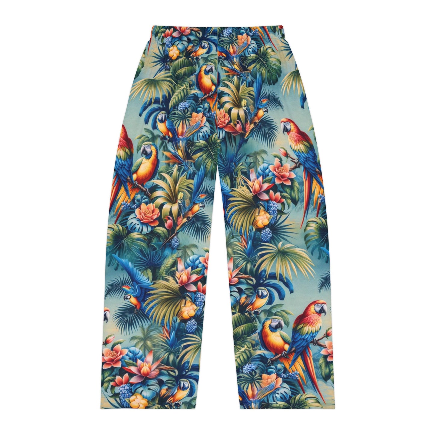 Tropical Parrot Men's Pajama Pants, Bird Print Lounge Sleepwear, Beach Vacation Relaxation Bottoms, Summer PJs for Him, Exotic Animal Lounge