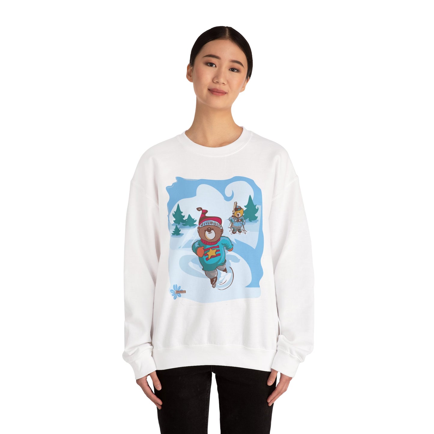 Madison Bear Winter Friends Graphic Sweatshirt, Cozy Unisex Winter Wear, Cute Holiday Gift, Perfect for Christmas & Snow Day Fun