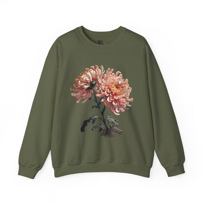 Chrysanthemum - Rose Dragon Floral Graphic Sweatshirt, Vintage Nature Lover's Casual Top, Gift for Gardeners, Petal Print Jumper, Unisex