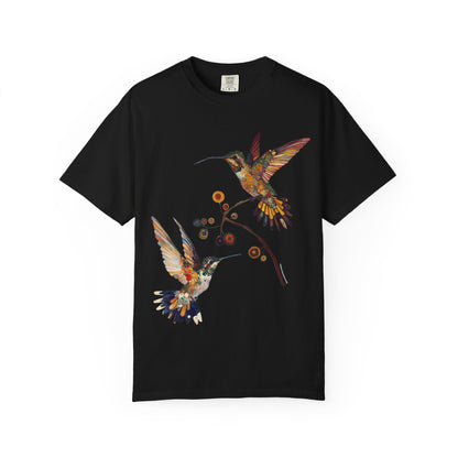 Floral Hummingbird T-Shirt, Nature Lover Gift, Unisex Graphic Tee, Summer Style, Outdoor Adventure Wear, Eco-friendly Fashion