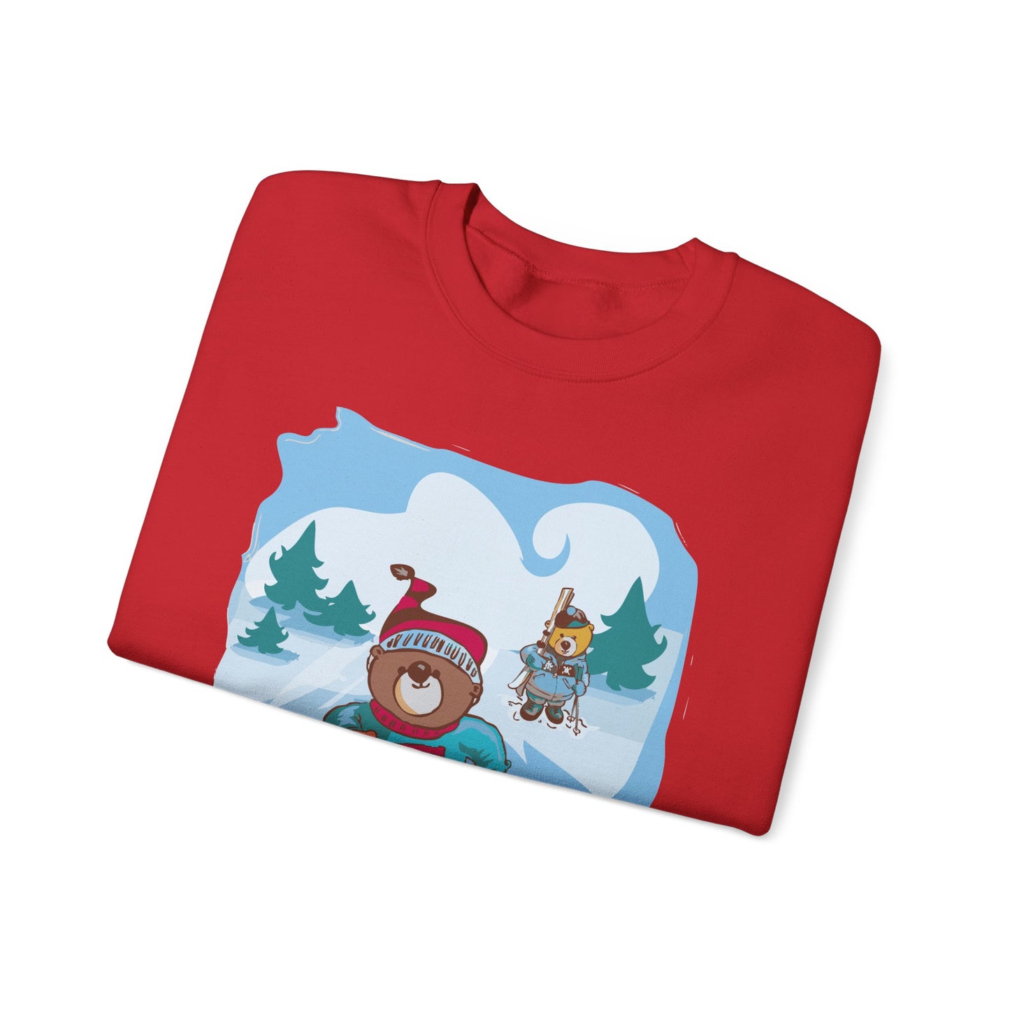 Madison Bear Winter Friends Graphic Sweatshirt, Cozy Unisex Winter Wear, Cute Holiday Gift, Perfect for Christmas & Snow Day Fun