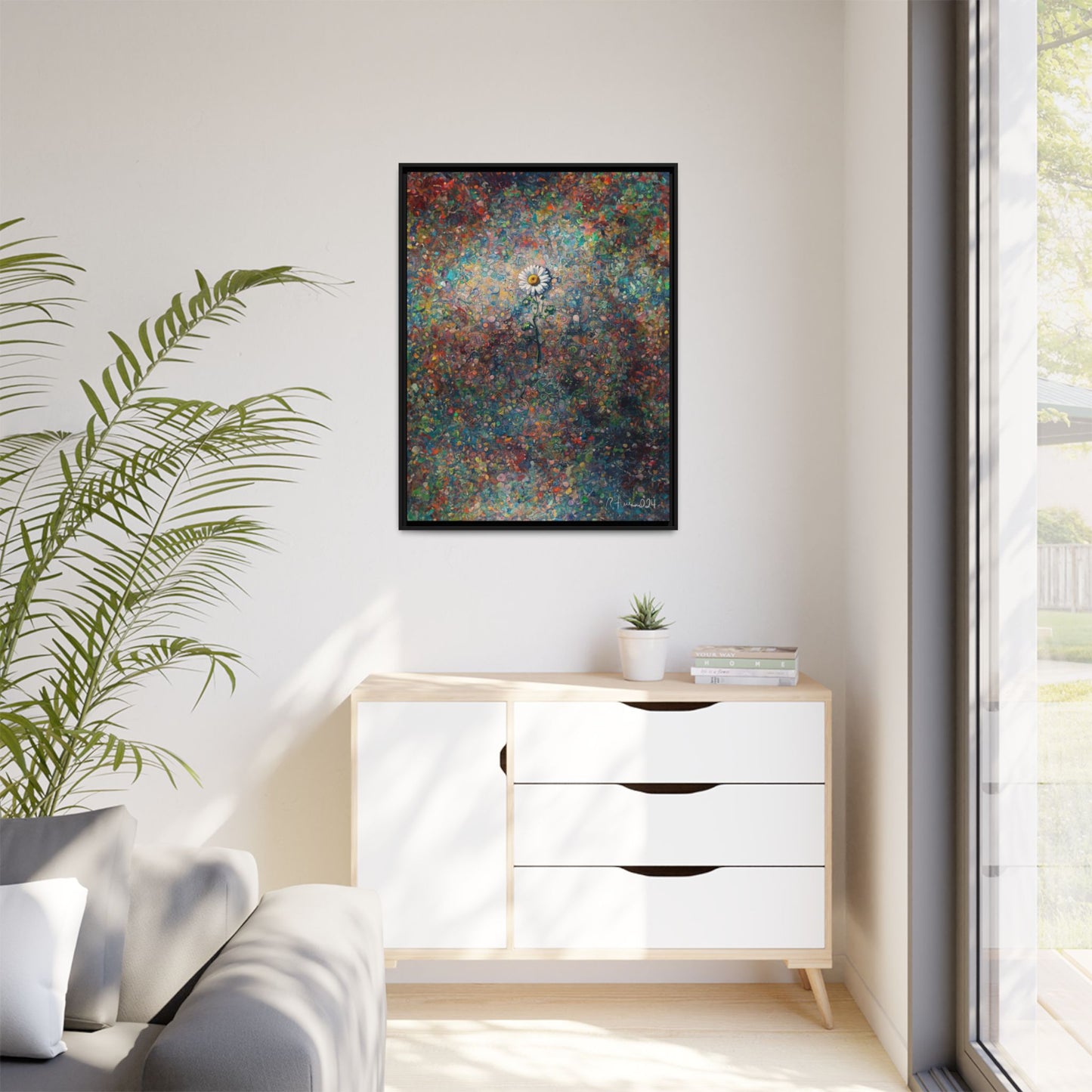 GooRooV Daisy Matte Canvas, Framed (Multi-color)