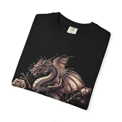 Dragon Print Unisex Garment-Dyed T-shirt, Graphic Tee for Fantasy Lovers, Cool Casual Wear, Gifts for Dragon Enthusiasts, Unique Statement