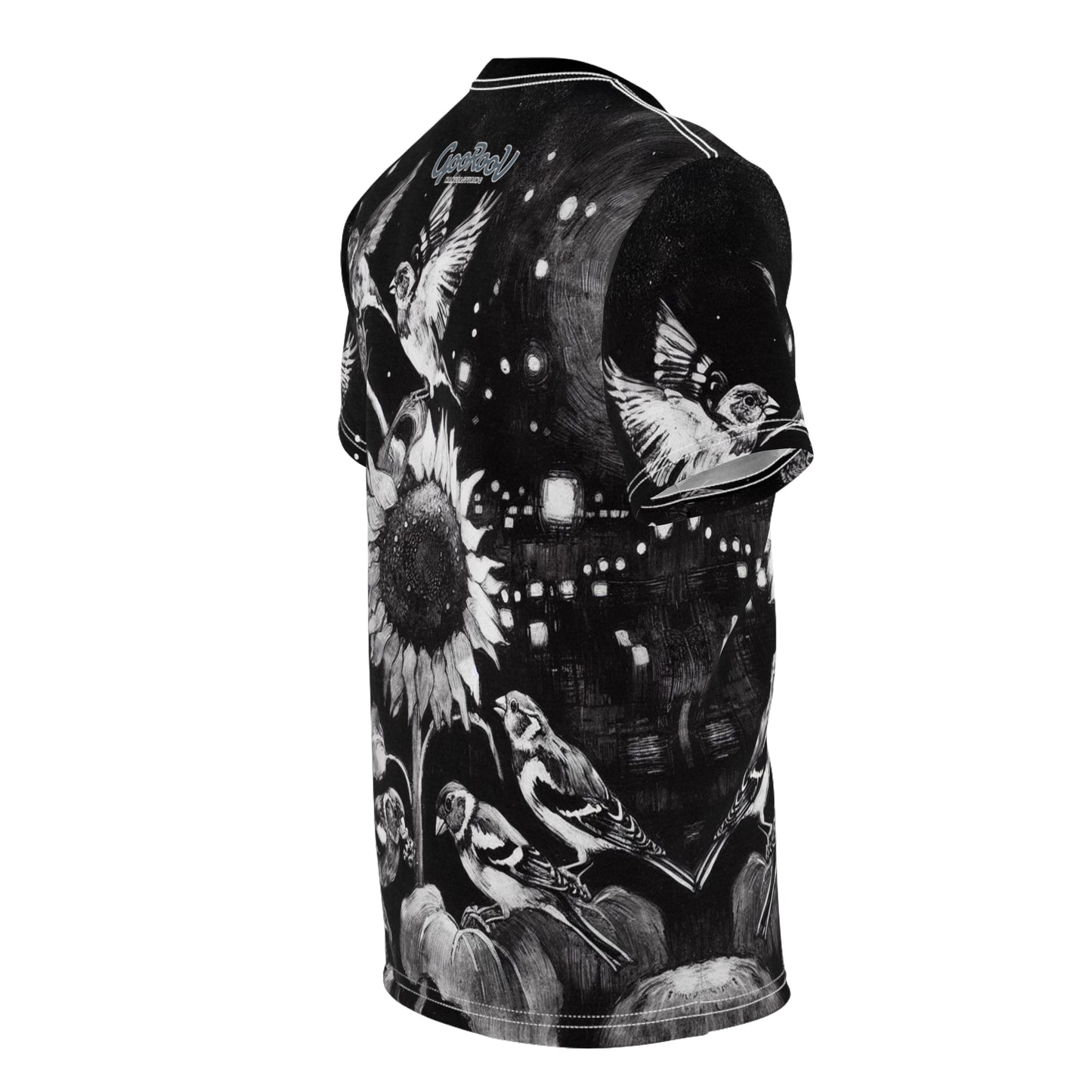 Finch Birds and the Sunflower Unisex Tee, T-Shirt, Nature Lover Gift, Floral Graphic Tee, Bird Watching Shirt, Sunflower Lover Apparel