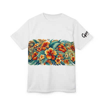 Tropical Flower Tee, Floral T-Shirt, Hawaiian Shirt, Botanical Unisex Top, Summer Blossom Apparel