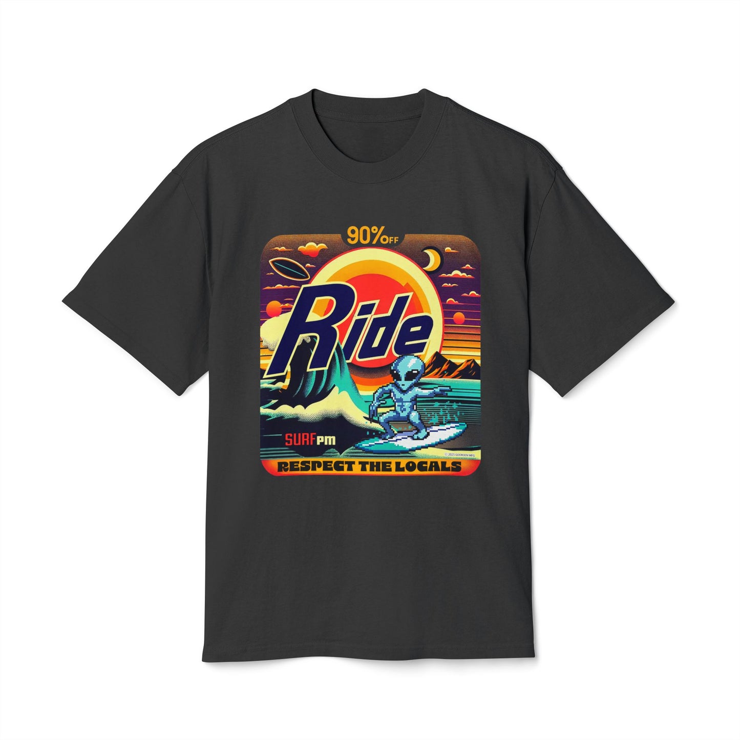 Tee, Alien Surfer Faded Tee, Unisex Surf Shirt, Beach Vibes T-Shirt, Retro Space Graphic Top, Faded Tee Shirt