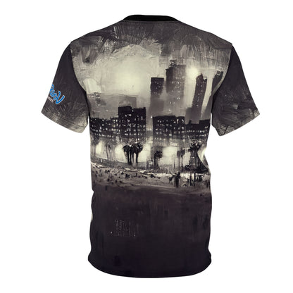 Tee - Santa Monica Beach Night Lights Unisex Cut & Sew Shirt