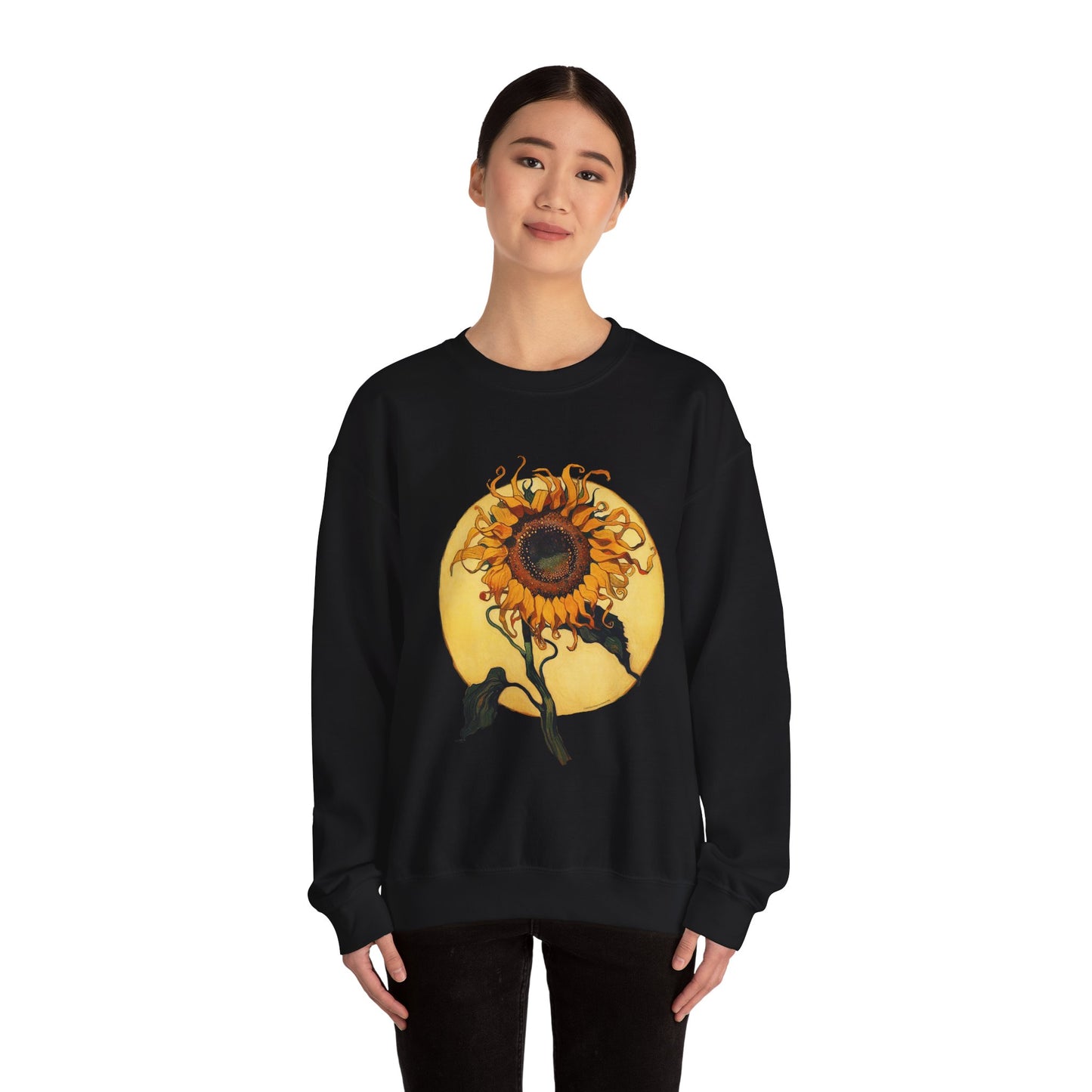 Sunflower & Moon Unisex Heavy Blend™ Crewneck Sweatshirt, Cozy Floral Gift, Vintage-Inspired Sweatshirt, Fall Fashion, Everyday Comfort