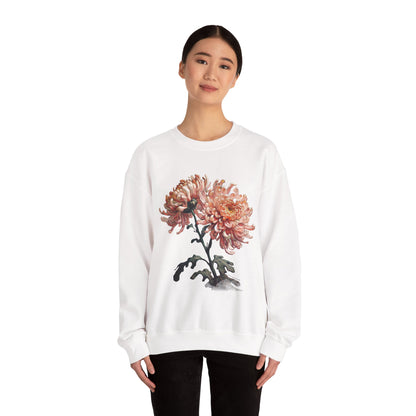Chrysanthemum - Rose Dragon Floral Graphic Sweatshirt, Vintage Nature Lover's Casual Top, Gift for Gardeners, Petal Print Jumper, Unisex