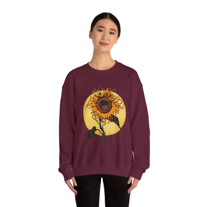 Sunflower & Moon Unisex Heavy Blend™ Crewneck Sweatshirt, Cozy Floral Gift, Vintage-Inspired Sweatshirt, Fall Fashion, Everyday Comfort