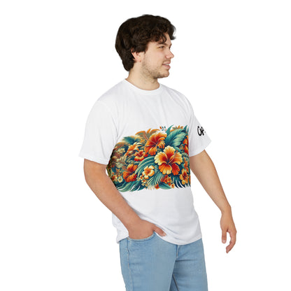 Tropical Flower Tee, Floral T-Shirt, Hawaiian Shirt, Botanical Unisex Top, Summer Blossom Apparel