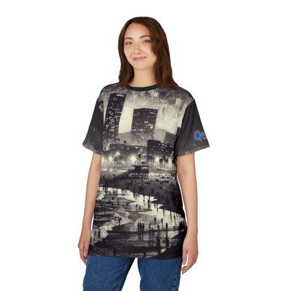 Tee - Santa Monica Beach Night Lights Unisex Cut & Sew Shirt