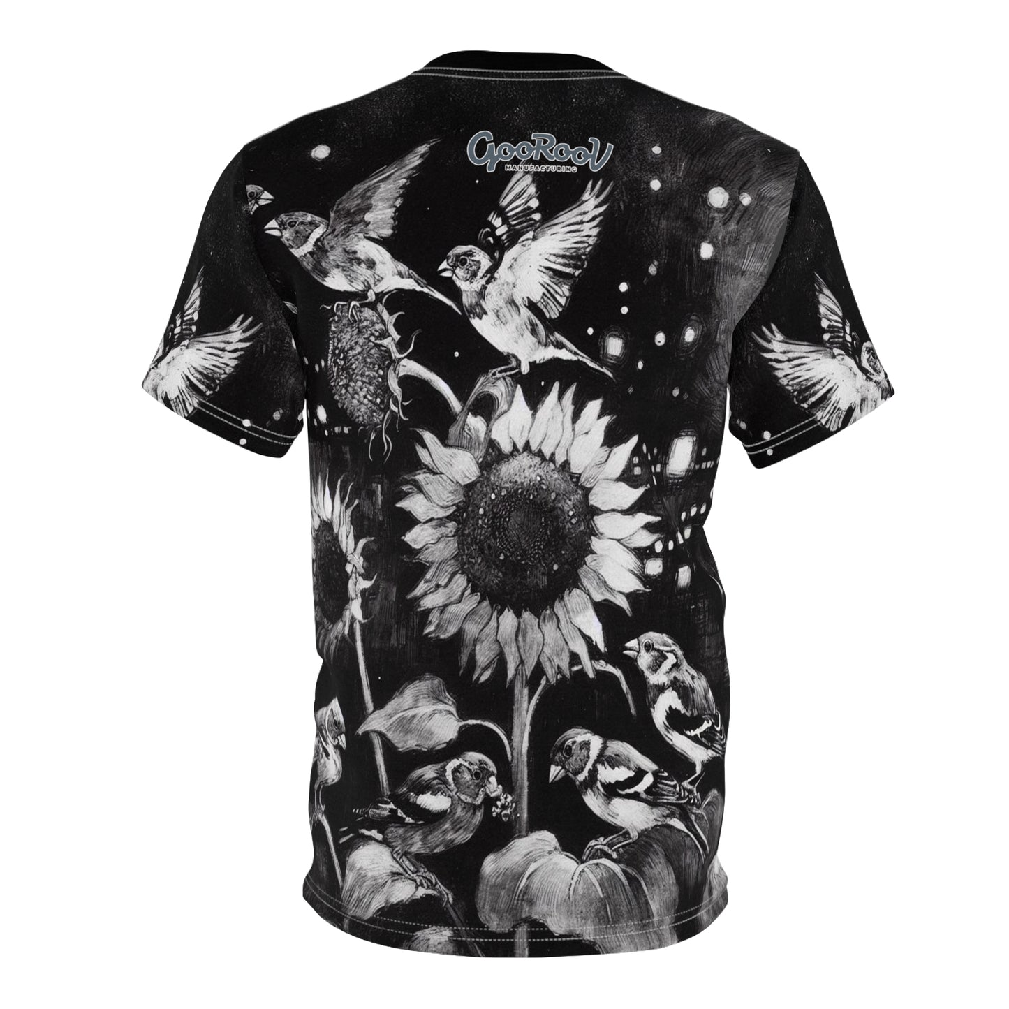 Finch Birds and the Sunflower Unisex Tee, T-Shirt, Nature Lover Gift, Floral Graphic Tee, Bird Watching Shirt, Sunflower Lover Apparel