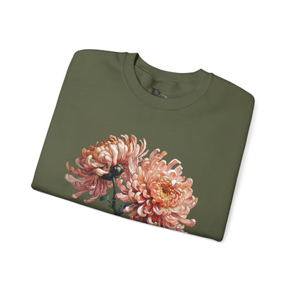 Chrysanthemum - Rose Dragon Floral Graphic Sweatshirt, Vintage Nature Lover's Casual Top, Gift for Gardeners, Petal Print Jumper, Unisex