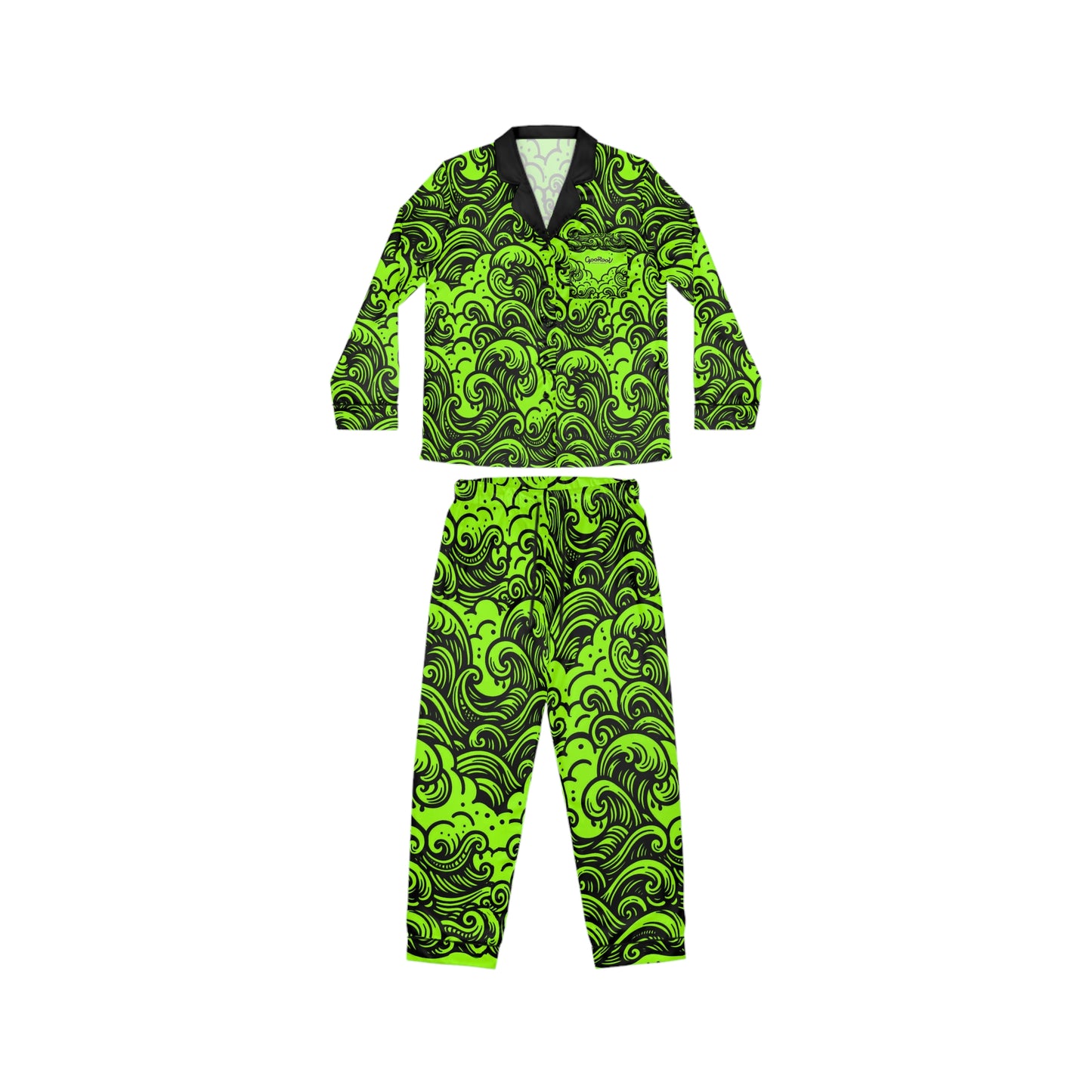 Satin Pajamas - Glow Waves Pattern