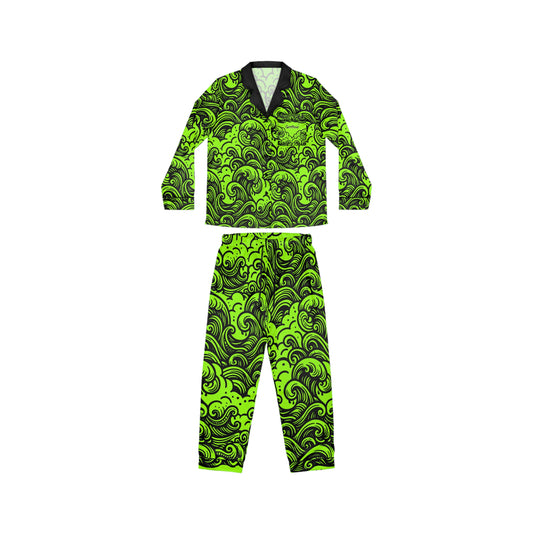 Satin Pajamas - Glow Waves Pattern