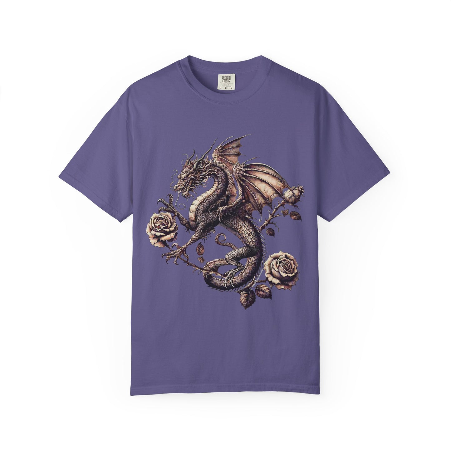 Dragon Print Unisex Garment-Dyed T-shirt, Graphic Tee for Fantasy Lovers, Cool Casual Wear, Gifts for Dragon Enthusiasts, Unique Statement