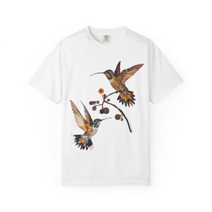 Floral Hummingbird T-Shirt, Nature Lover Gift, Unisex Graphic Tee, Summer Style, Outdoor Adventure Wear, Eco-friendly Fashion