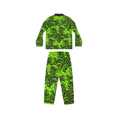 Satin Pajamas - Glow Waves Pattern