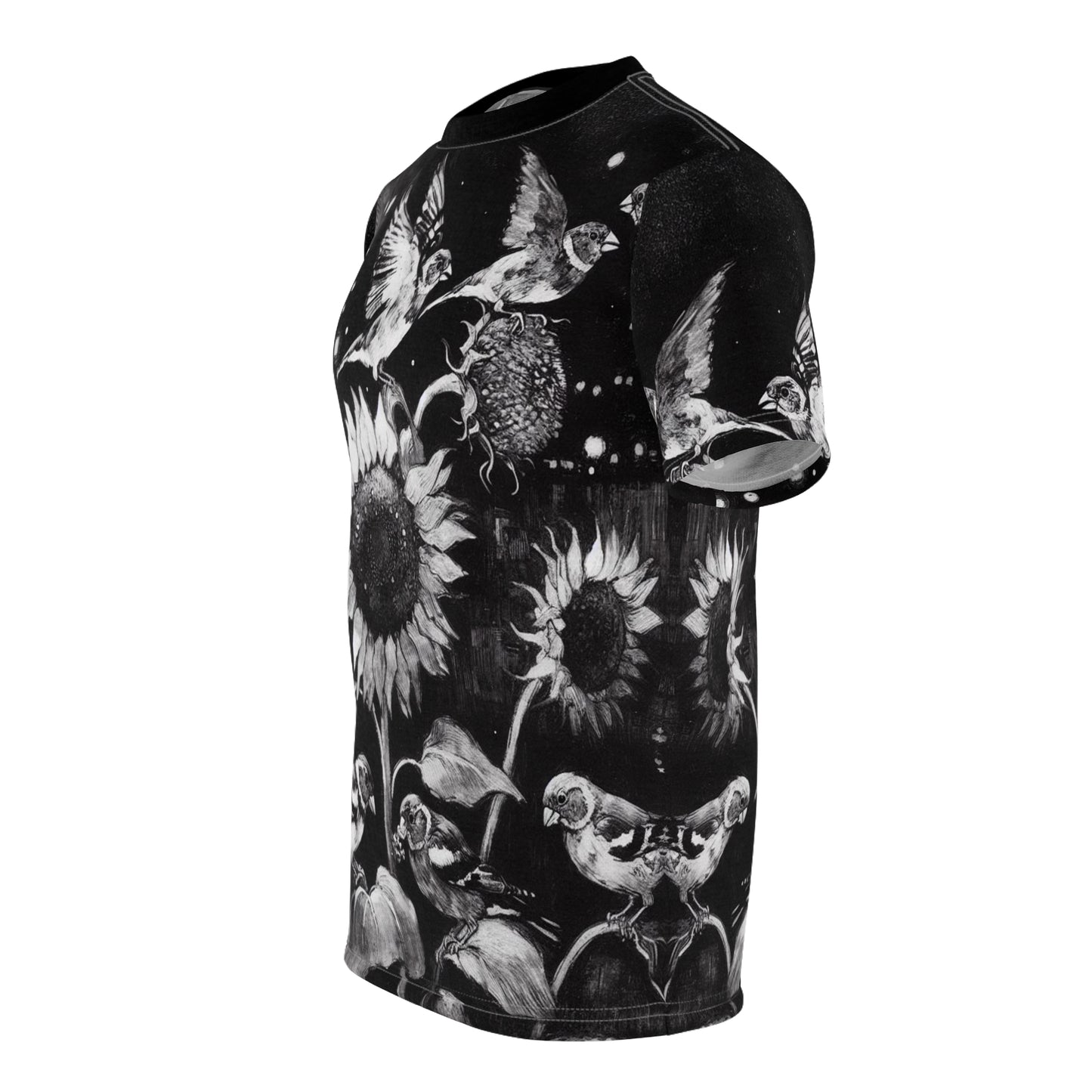 Finch Birds and the Sunflower Unisex Tee, T-Shirt, Nature Lover Gift, Floral Graphic Tee, Bird Watching Shirt, Sunflower Lover Apparel