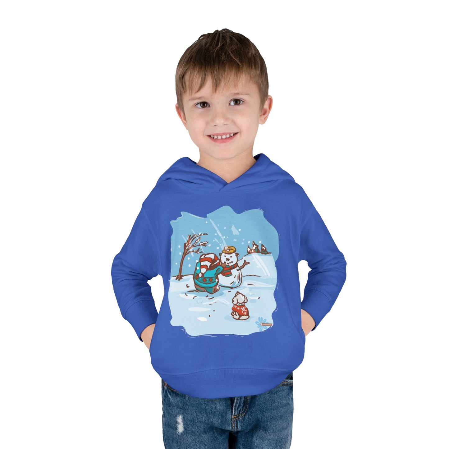 Kid's Madison Bear Whimsical Winter Toddler Hoodie with Snowman Design, Cute Pullover for Kids, Holiday Gift, Cozy Winter Wear, Festive Outfit