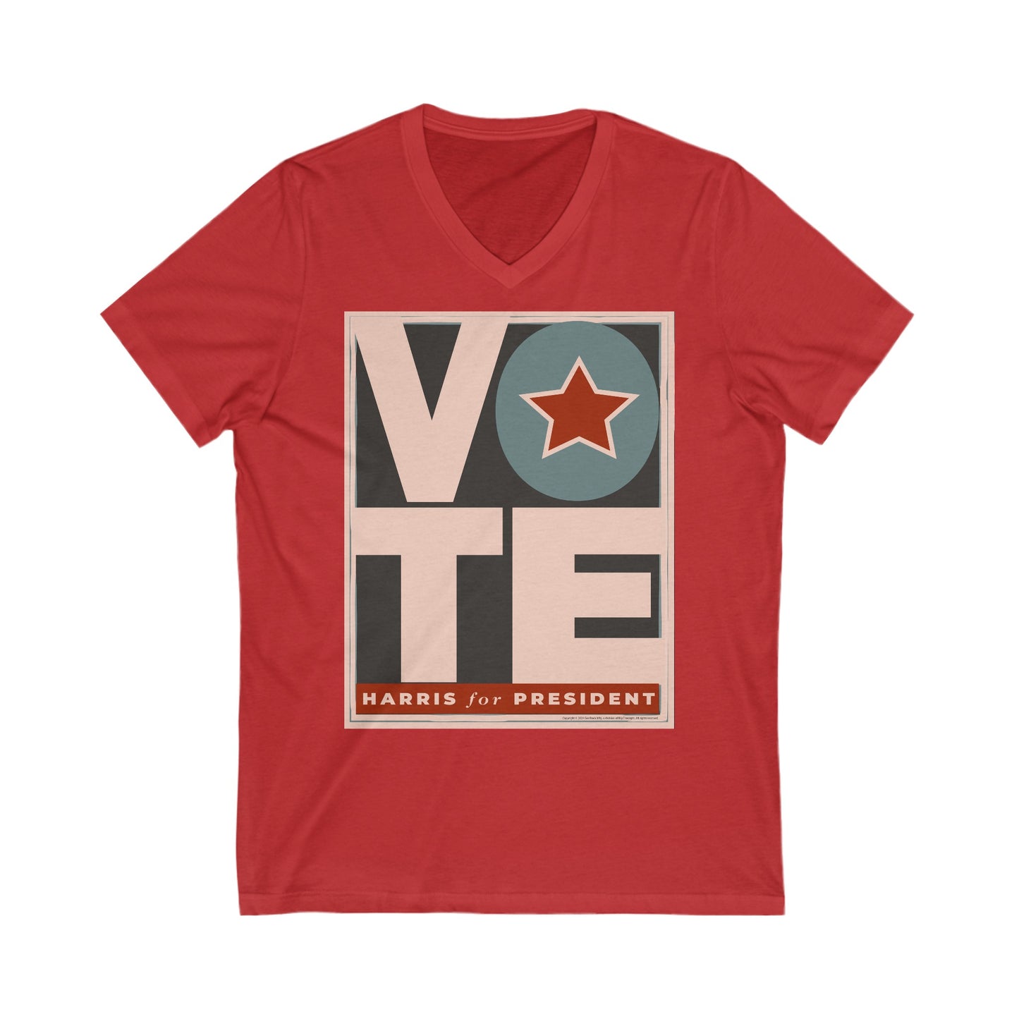 Vote Star Kamala: Unisex Jersey Short Sleeve V-Neck Tee