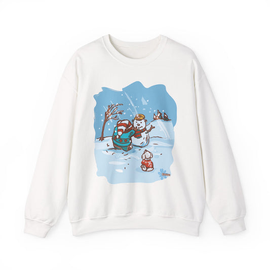 Madison Bear Whimsical Snowman Crewneck Sweatshirt - Cozy Holiday Gift, Unisex Winter Apparel, Cute Christmas Sweater, Fun Winter Fashion