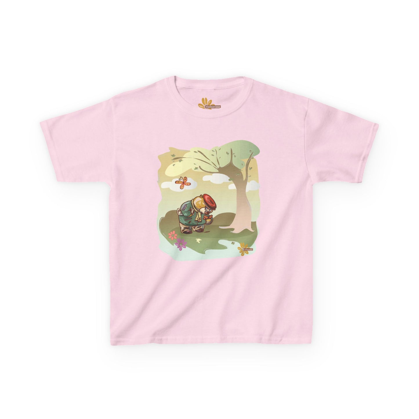 Madison Bear -Cute T-Shirt for Outdoor Adventures, Gardening Gift, Summer Playtime, Eco-Friendly Kidswear