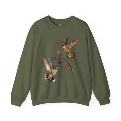Colorful Hummingbird Sweatshirt, Cozy Sweatshirt Gift for Nature Lovers, Unisex Crewneck, Spring Fashion, Eco-Friendly Apparel