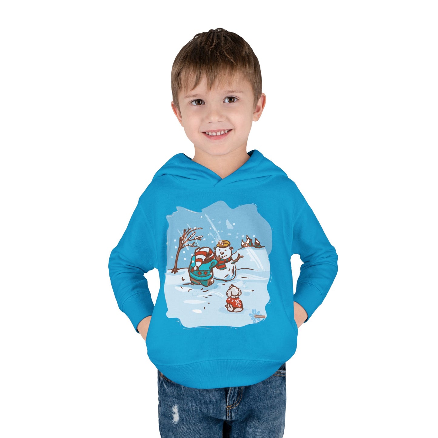 Kid's Madison Bear Whimsical Winter Toddler Hoodie with Snowman Design, Cute Pullover for Kids, Holiday Gift, Cozy Winter Wear, Festive Outfit