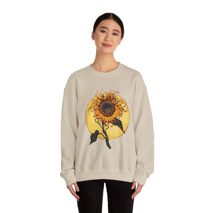 Sunflower & Moon Unisex Heavy Blend™ Crewneck Sweatshirt, Cozy Floral Gift, Vintage-Inspired Sweatshirt, Fall Fashion, Everyday Comfort