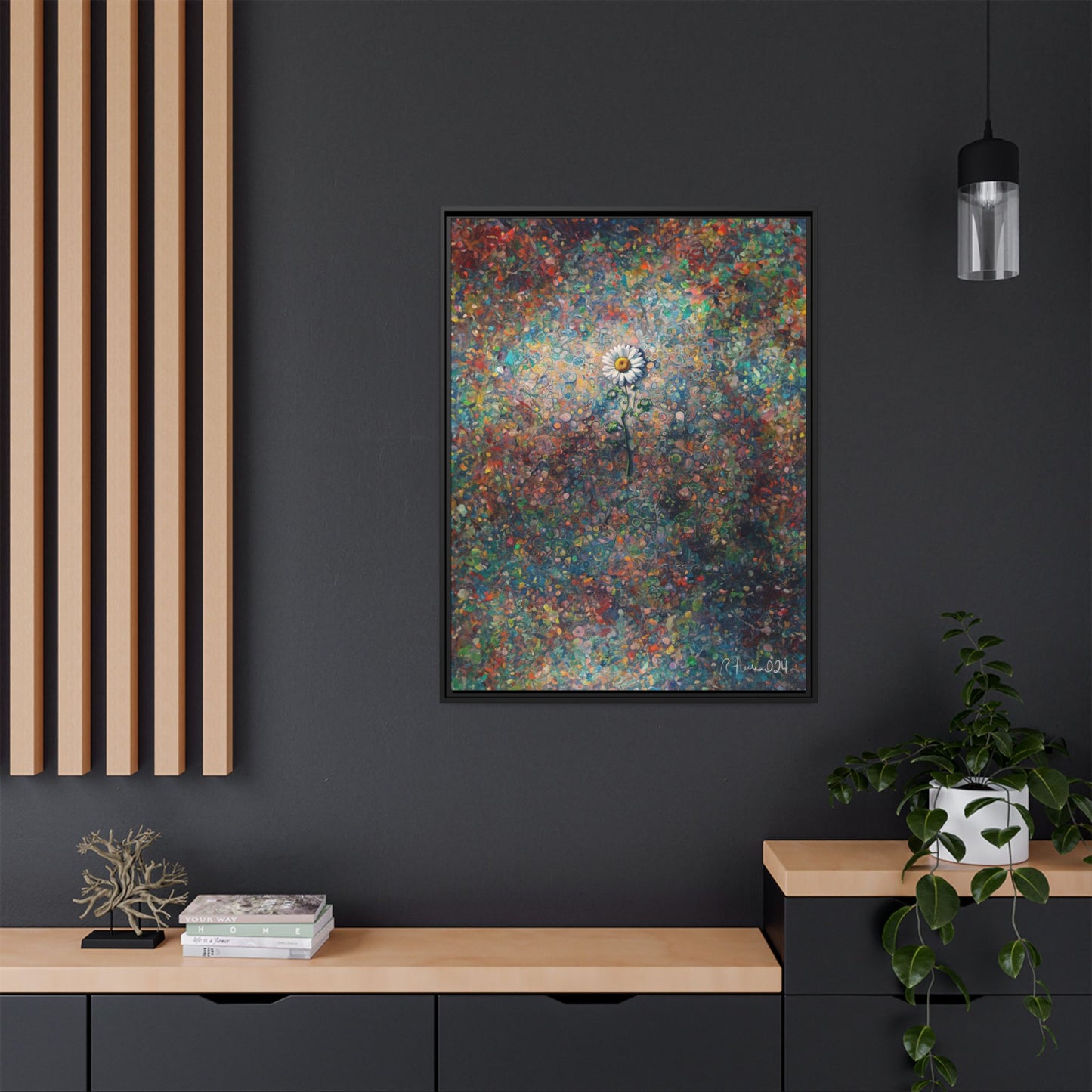 GooRooV Daisy Matte Canvas, Framed (Multi-color)