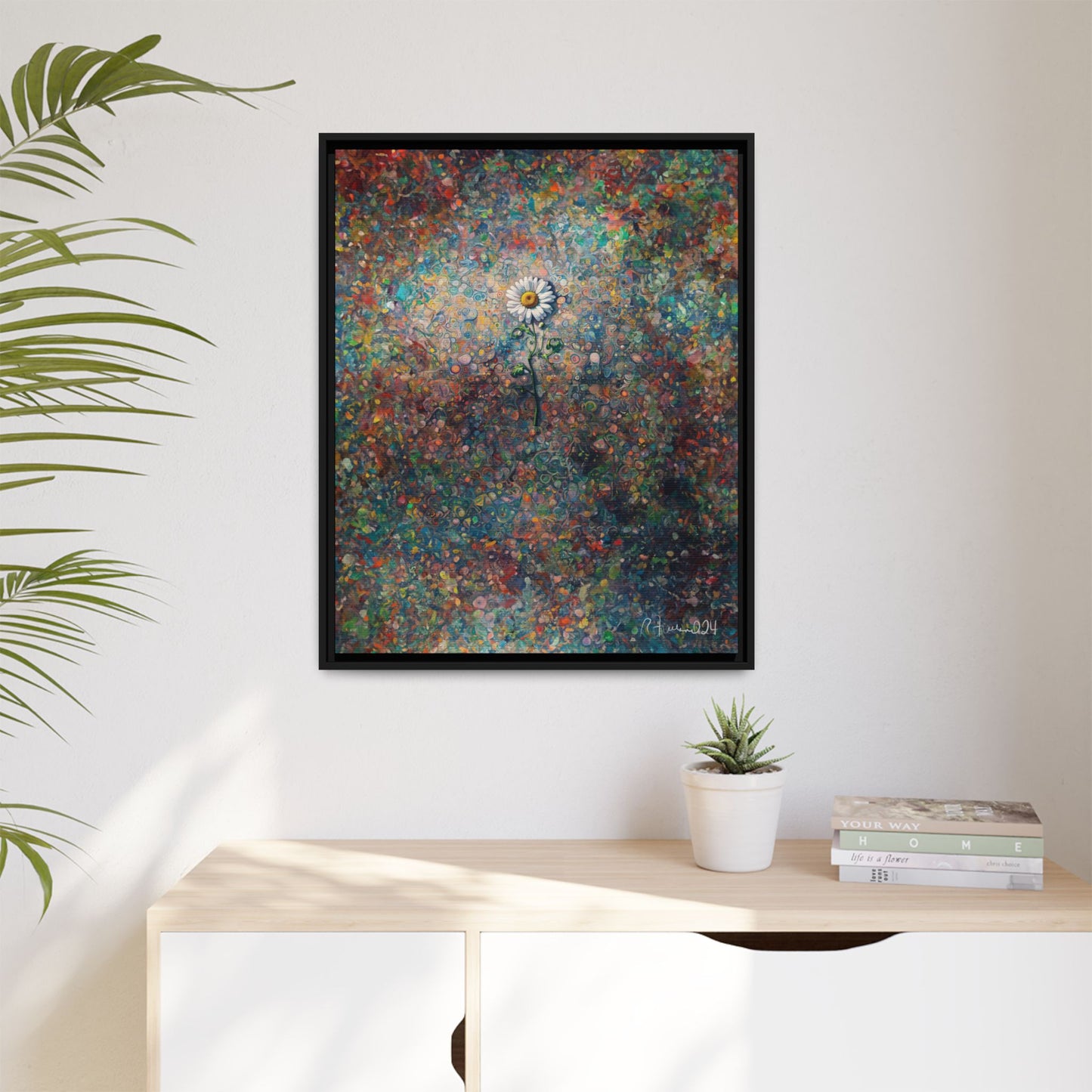 GooRooV Daisy Matte Canvas, Framed (Multi-color)