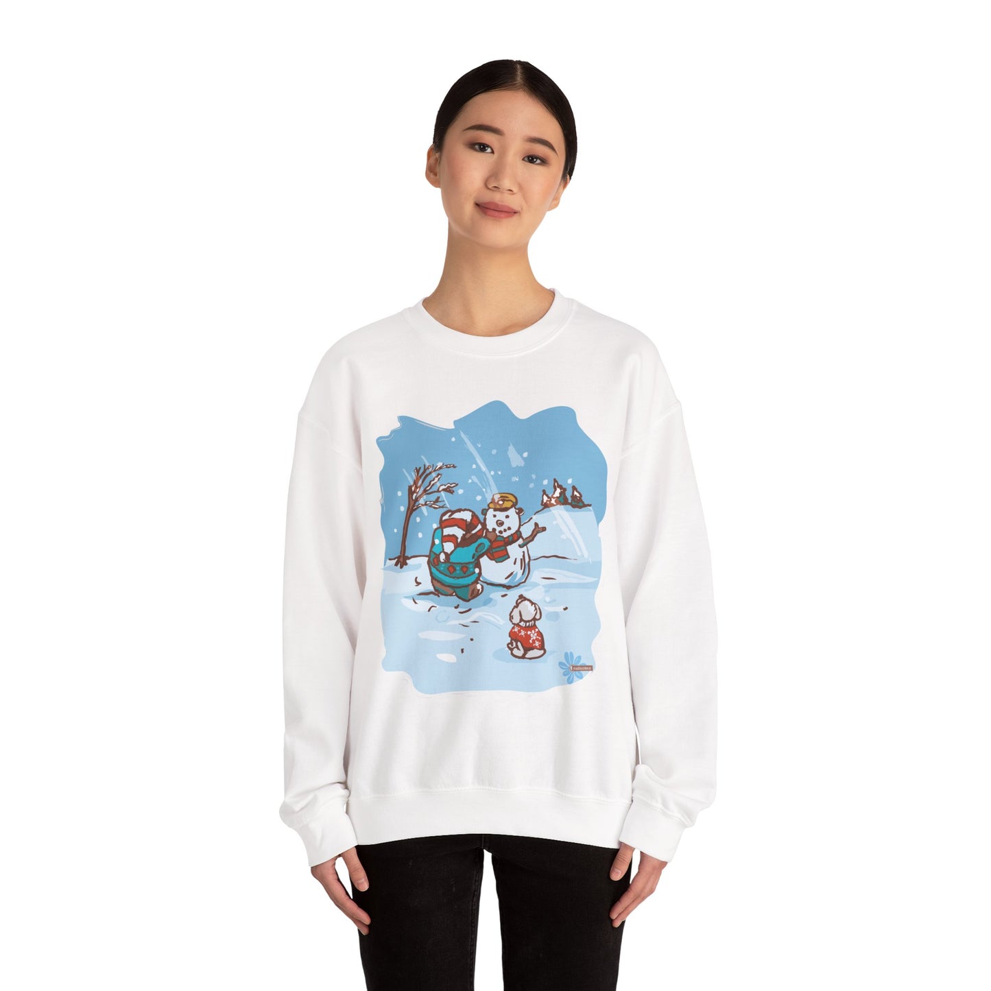 Madison Bear Whimsical Snowman Crewneck Sweatshirt - Cozy Holiday Gift, Unisex Winter Apparel, Cute Christmas Sweater, Fun Winter Fashion