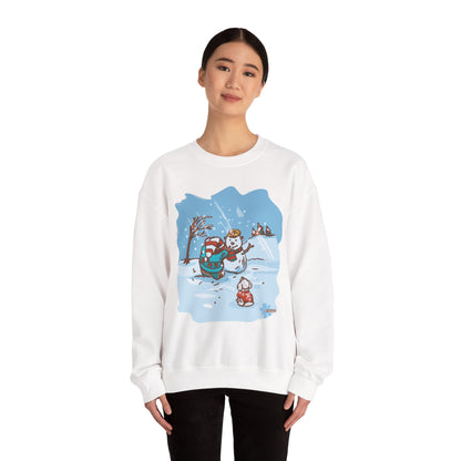 Madison Bear Whimsical Snowman Crewneck Sweatshirt - Cozy Holiday Gift, Unisex Winter Apparel, Cute Christmas Sweater, Fun Winter Fashion
