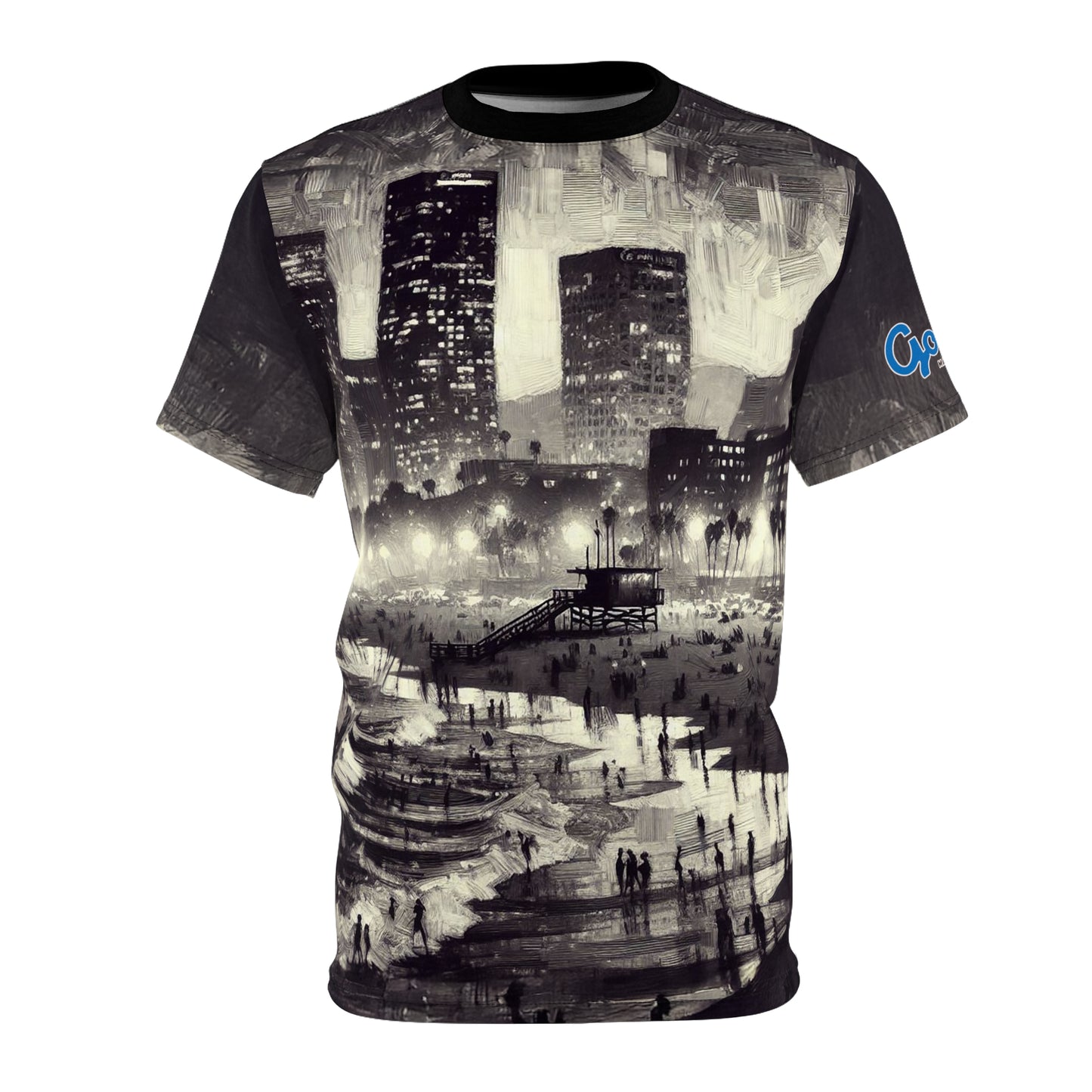 Tee - Santa Monica Beach Night Lights Unisex Cut & Sew Shirt