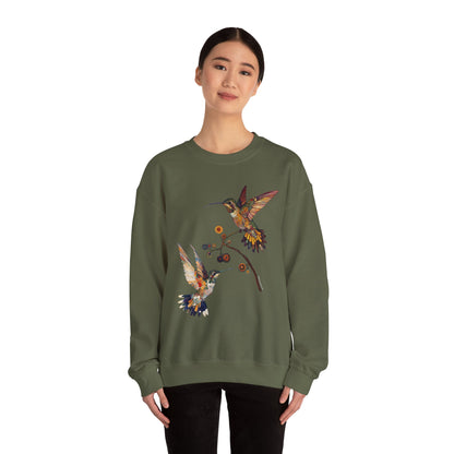 Colorful Hummingbird Sweatshirt, Cozy Sweatshirt Gift for Nature Lovers, Unisex Crewneck, Spring Fashion, Eco-Friendly Apparel